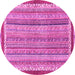 Round Machine Washable Abstract Pink Modern Rug, wshabs2375pnk