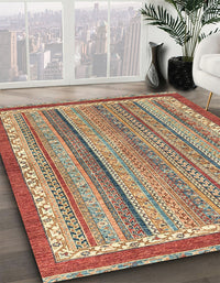 Abstract Chestnut Red Modern Rug, abs2375