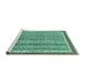 Sideview of Machine Washable Abstract Turquoise Modern Area Rugs, wshabs2375turq