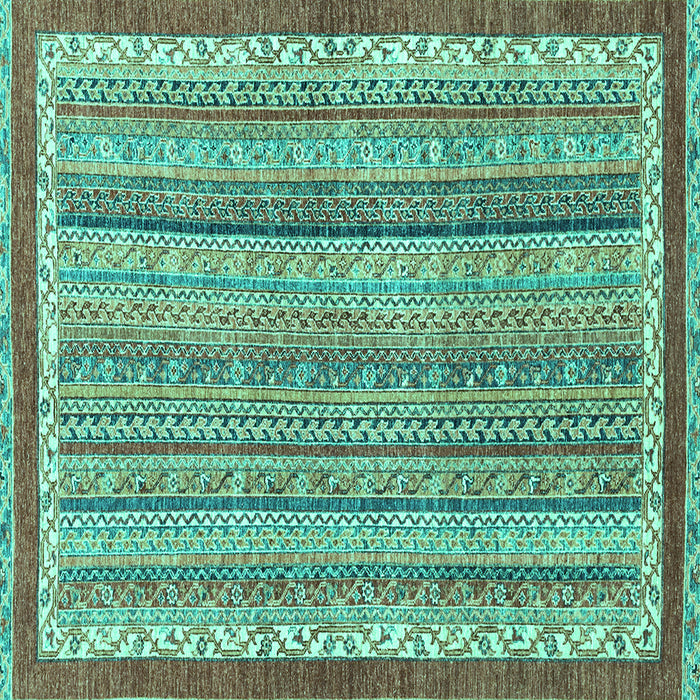 Square Machine Washable Abstract Turquoise Modern Area Rugs, wshabs2375turq