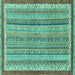 Square Machine Washable Abstract Turquoise Modern Area Rugs, wshabs2375turq