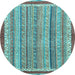 Round Machine Washable Abstract Light Blue Modern Rug, wshabs2375lblu