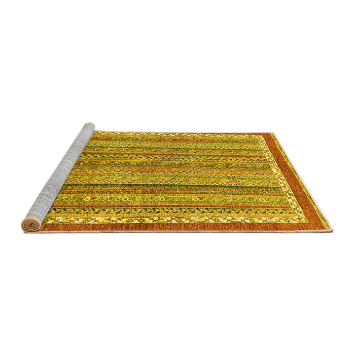 Sideview of Machine Washable Abstract Yellow Modern Rug, wshabs2375yw