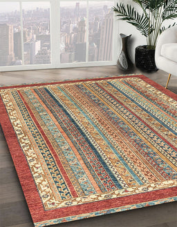 Machine Washable Abstract Chestnut Red Rug in a Family Room, wshabs2375