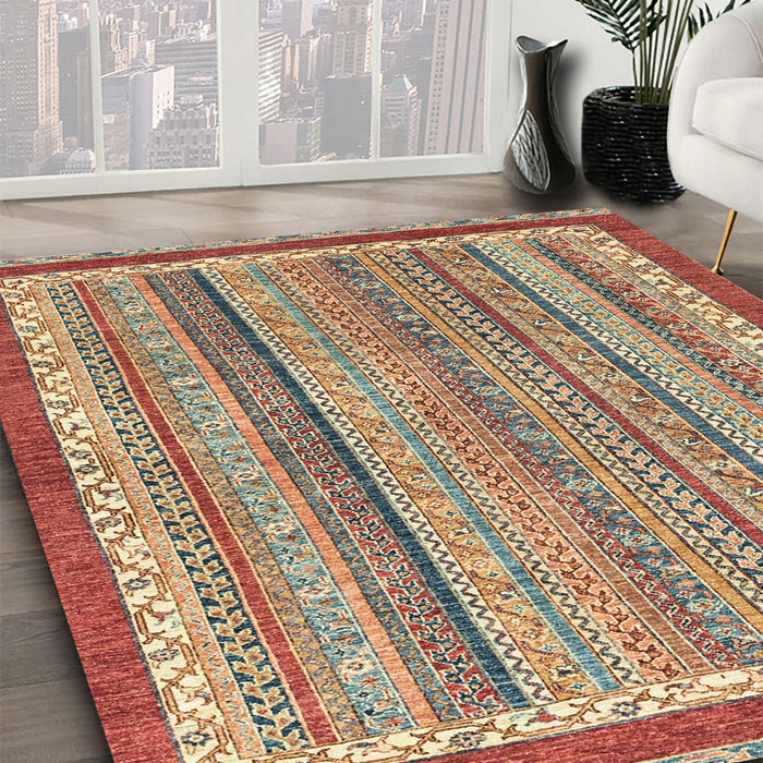 Machine Washable Abstract Chestnut Red Rug in a Family Room, wshabs2375