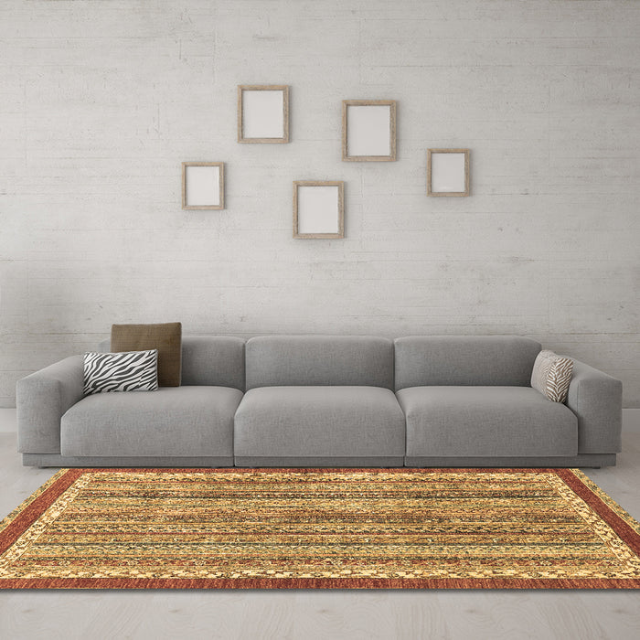Machine Washable Abstract Brown Modern Rug in a Living Room,, wshabs2375brn