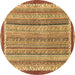 Round Abstract Brown Modern Rug, abs2375brn