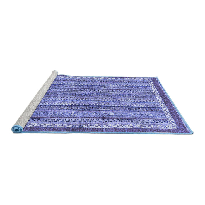Sideview of Machine Washable Abstract Blue Modern Rug, wshabs2375blu
