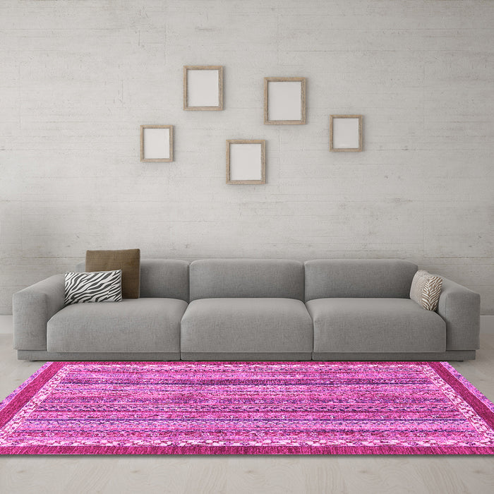 Machine Washable Abstract Pink Modern Rug in a Living Room, wshabs2375pnk