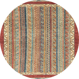 Round Machine Washable Abstract Chestnut Red Rug, wshabs2375
