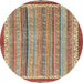 Round Machine Washable Abstract Chestnut Red Rug, wshabs2375