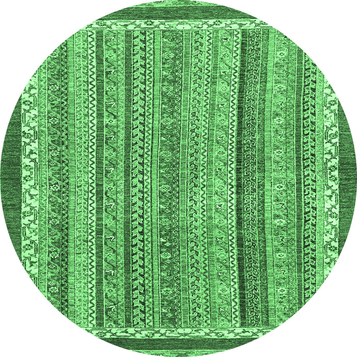 Round Abstract Emerald Green Modern Rug, abs2375emgrn