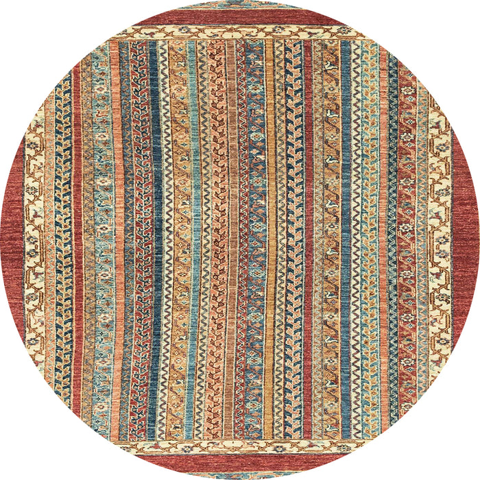 Round Abstract Chestnut Red Modern Rug, abs2375