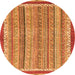 Round Machine Washable Abstract Orange Modern Area Rugs, wshabs2375org