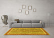 Machine Washable Abstract Yellow Modern Rug in a Living Room, wshabs2375yw