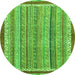 Round Abstract Green Modern Rug, abs2375grn