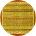 Round Abstract Yellow Modern Rug, abs2375yw