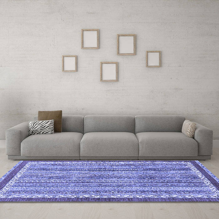 Machine Washable Abstract Blue Modern Rug in a Living Room, wshabs2375blu