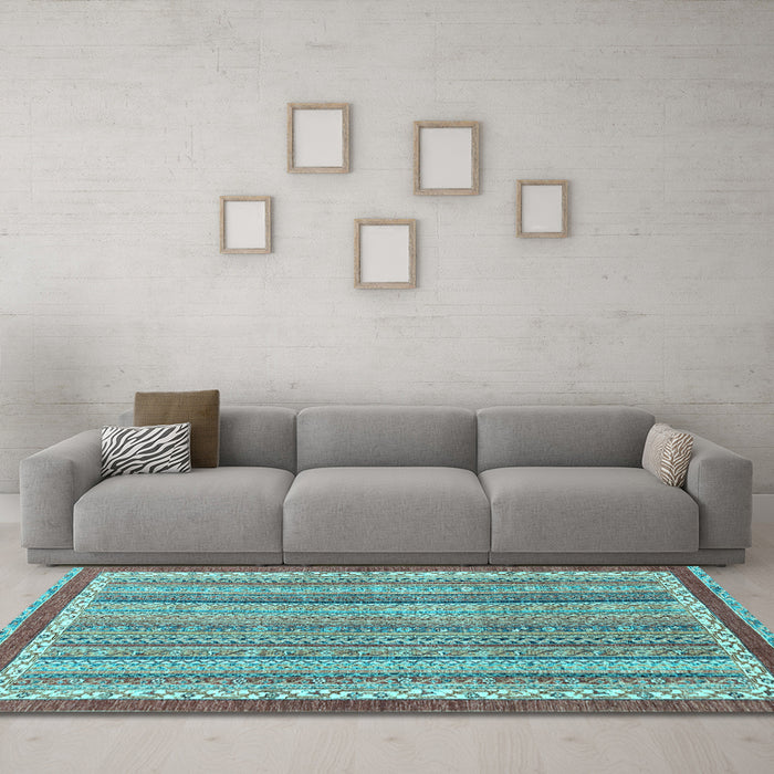 Machine Washable Abstract Light Blue Modern Rug in a Living Room, wshabs2375lblu