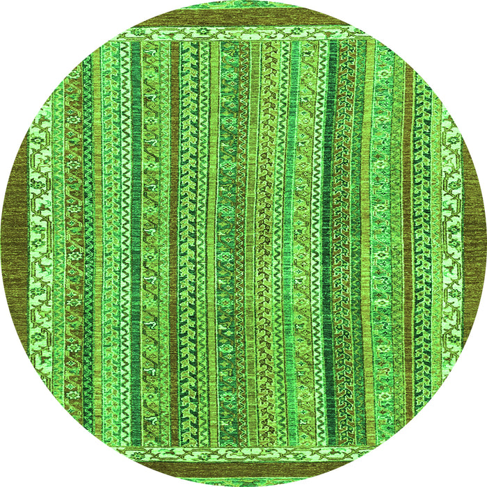 Round Machine Washable Abstract Green Modern Area Rugs, wshabs2375grn