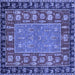 Square Machine Washable Animal Blue Traditional Rug, wshabs2376blu