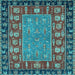 Square Machine Washable Animal Light Blue Traditional Rug, wshabs2376lblu
