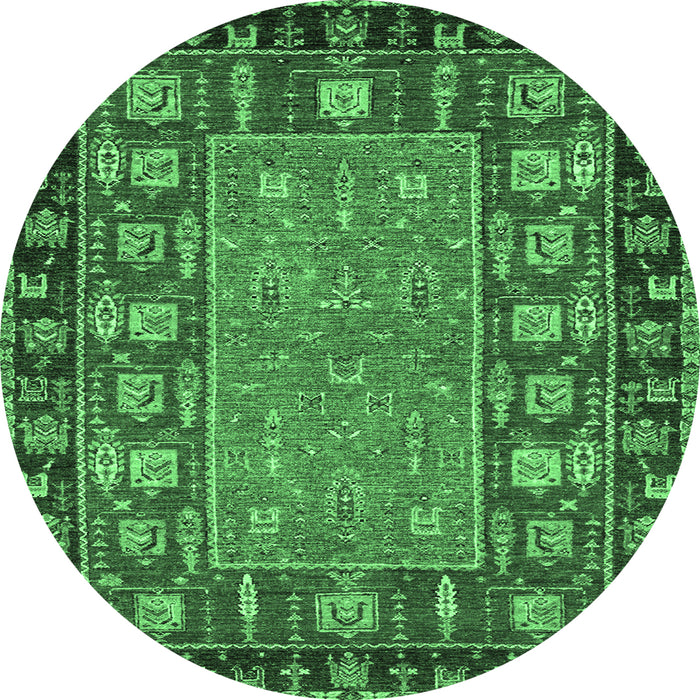 Round Animal Emerald Green Traditional Rug, abs2376emgrn