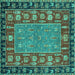 Square Machine Washable Animal Turquoise Traditional Area Rugs, wshabs2376turq