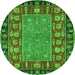 Round Machine Washable Animal Green Traditional Area Rugs, wshabs2376grn