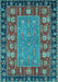 Machine Washable Animal Light Blue Traditional Rug, wshabs2376lblu