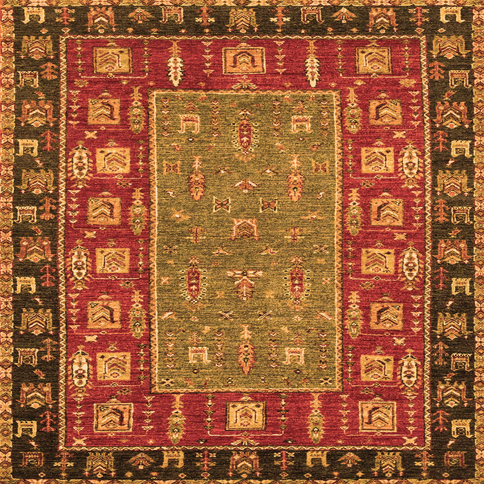 Square Machine Washable Animal Orange Traditional Area Rugs, wshabs2376org