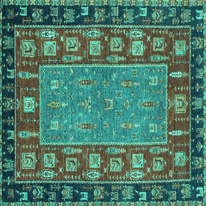 Square Animal Turquoise Traditional Rug, abs2376turq