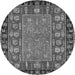 Round Machine Washable Animal Gray Traditional Rug, wshabs2376gry