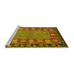 Sideview of Machine Washable Animal Yellow Traditional Rug, wshabs2376yw
