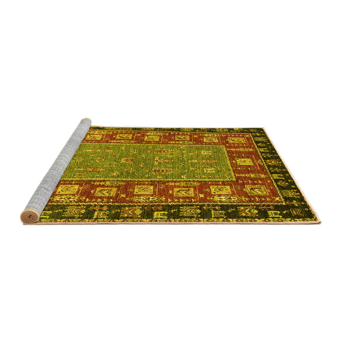 Sideview of Machine Washable Animal Yellow Traditional Rug, wshabs2376yw
