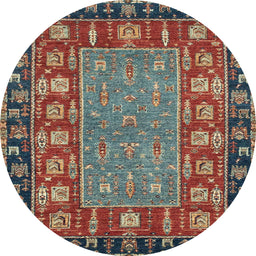 Round Machine Washable Abstract Red Brown Rug, wshabs2376