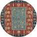 Round Machine Washable Abstract Red Brown Rug, wshabs2376