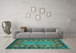 Machine Washable Animal Turquoise Traditional Area Rugs in a Living Room,, wshabs2376turq