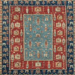 Square Abstract Red Brown Animal Rug, abs2376