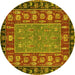 Round Machine Washable Animal Yellow Traditional Rug, wshabs2376yw