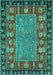 Machine Washable Animal Turquoise Traditional Area Rugs, wshabs2376turq
