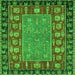 Square Machine Washable Animal Green Traditional Area Rugs, wshabs2376grn