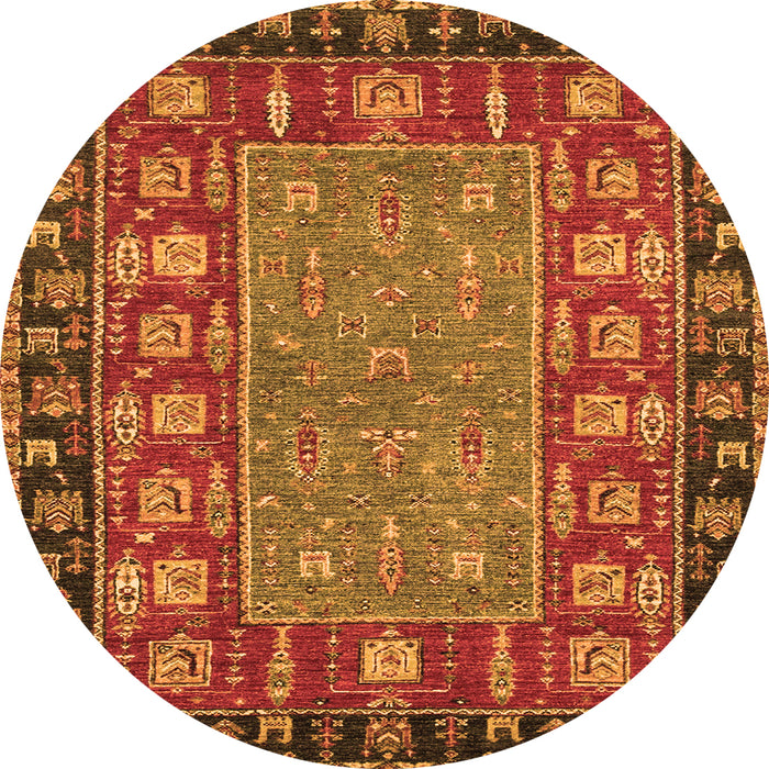 Round Machine Washable Animal Orange Traditional Area Rugs, wshabs2376org