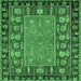 Square Machine Washable Animal Emerald Green Traditional Area Rugs, wshabs2376emgrn