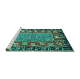Sideview of Machine Washable Animal Turquoise Traditional Area Rugs, wshabs2376turq