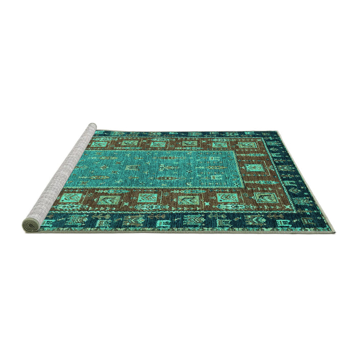 Sideview of Machine Washable Animal Turquoise Traditional Area Rugs, wshabs2376turq