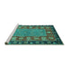 Sideview of Machine Washable Animal Turquoise Traditional Area Rugs, wshabs2376turq