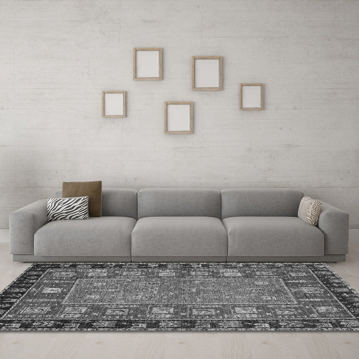 Machine Washable Animal Gray Traditional Rug in a Living Room,, wshabs2376gry