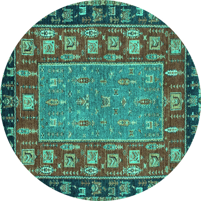 Round Machine Washable Animal Turquoise Traditional Area Rugs, wshabs2376turq