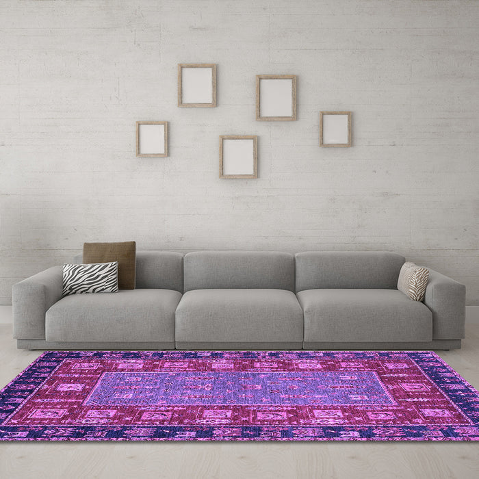 Machine Washable Animal Purple Traditional Area Rugs in a Living Room, wshabs2376pur